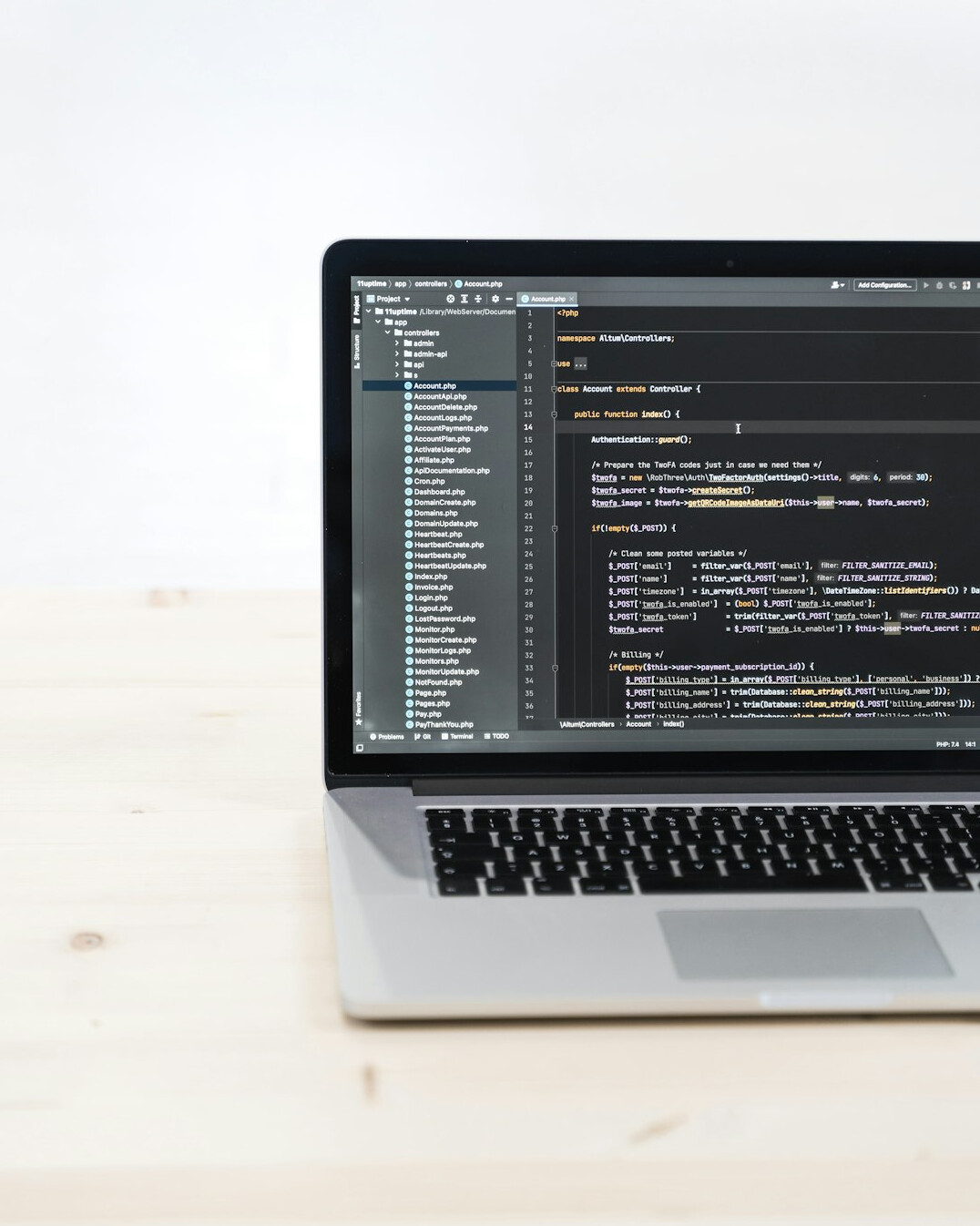 software developer coding on laptop