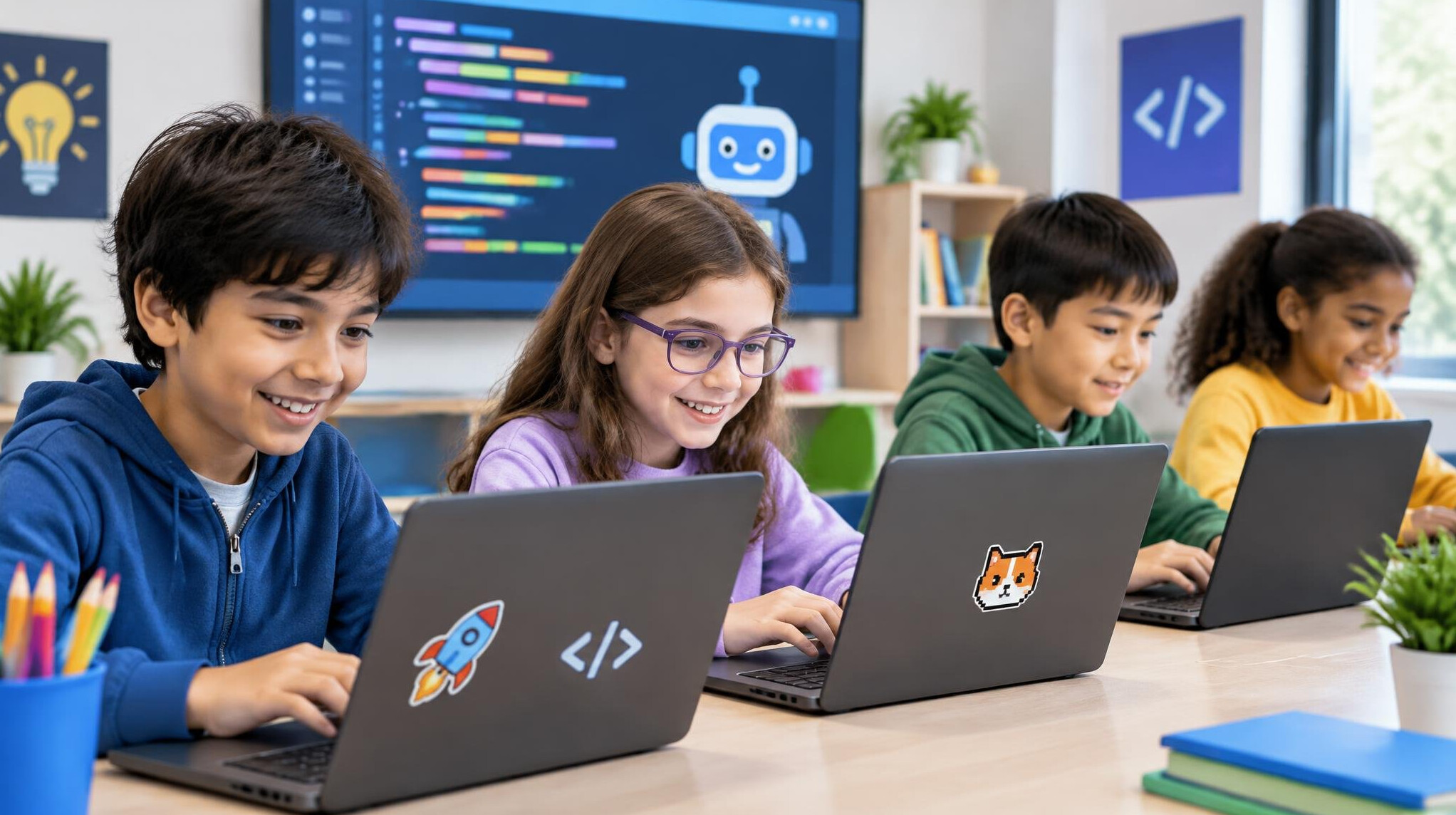 children learning programming